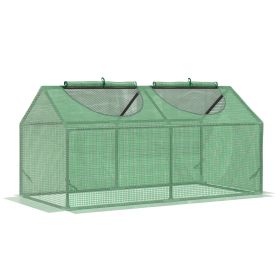 Outsunny Mini Greenhouse 4 x 2 x 2 Outdoor Garden with Roll-up Windows Steel Frame PE Cover White