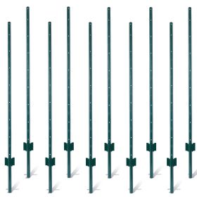 Fence Posts 5Feet - 10Pack, Heavy Duty Metal Fence Post with U-Channel, Steel Fence U-Post for Holding Garden Wire Fence, Corner Anchor Posts etc