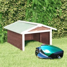 Robotic Lawn Mower Garage 28.3"x34.3"x19.7" Mocca and White Firwood
