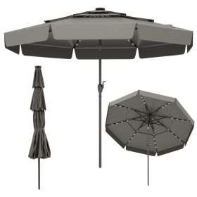 1PC 10 Feet Solar Patio Umbrella with 3-Tier Vented Top