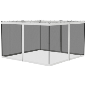 Outsunny 10' X 12' Replacement Mesh Sidewall Netting For Patio Gazebos And Canopy Tents With Zippers