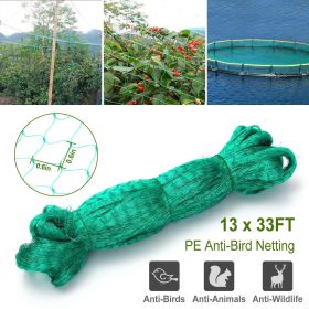13x33ft Heavy-Duty PE Garden Netting, 430sqft Bird and Animal Protection, 0.6in x 0.6in Mesh, UV-Resistant, Multi-Purpose for Plants
