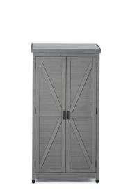 Outdoor Storage Cabinet With Metal Top, 68Tall Garden Shed For Yard (Option: Gray)