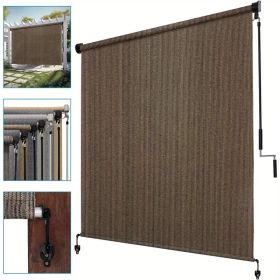 Outdoor Sun Shade Screen for Patio Gazebo Porch Cordless Roll Up Design UV Protection Roller Blind for Deck Balcony Backyard Garden Pergola Priva (Color: Mocha, size: 72*96inch)