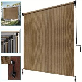 Outdoor Sun Shade Screen for Patio Gazebo Porch Cordless Roll Up Design UV Protection Roller Blind for Deck Balcony Backyard Garden Pergola Priva (Color: Walnuts, size: 96*96inch)