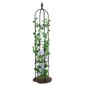 6.2ft Garden Obelisk Trellis; Lightweight Rustproof Plastic Coated Metal Tall Tower Trellis Stand (Color: Black)