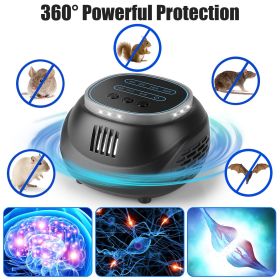Ultrasonic Pest Chaser - 4KHz to 65KHz, 4 Modes, Strobe Light - Covers 861 - 1292 sq. ft, Safe for Humans & Pets (Color: Black)