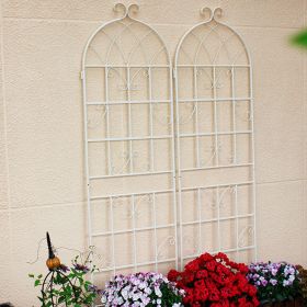 4 Pack Metal Garden Trellis 71" x 19.7" Rustproof Trellis for Climbing Plants Outdoor Flower Support (Color: CREAM WHITE)