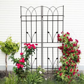 2 Pack Metal Garden Trellis 71" x 17.7" Rustproof Trellis for Climbing Plants Outdoor Flower Support (Color: Black)