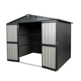 Outdoor Storage Shed 8.2'x 6.2', Metal Garden Shed For Bike, Trash Can, Galvanized Steel Outdoor Storage Cabinet With Lockable Door For Backyard, (Option: Dark gray)